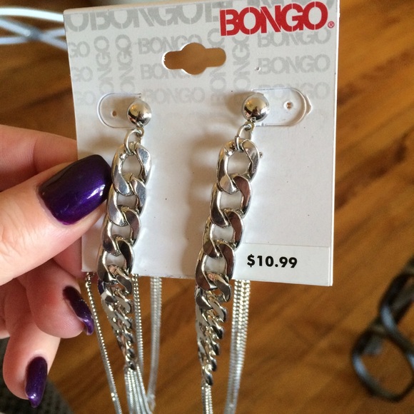 Silvertone Chain Earrings - Picture 3 of 3